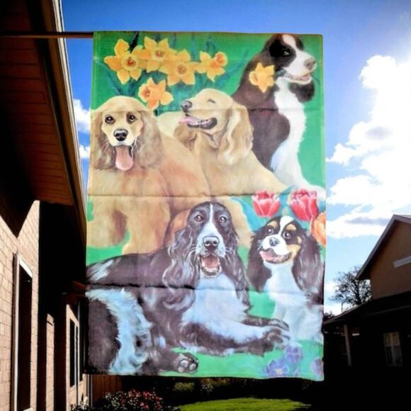 Toland Art Garden Flag Dog Spaniels Cocker Springer #865 Pup Springer 24" x 36" - Picture 1 of 11
